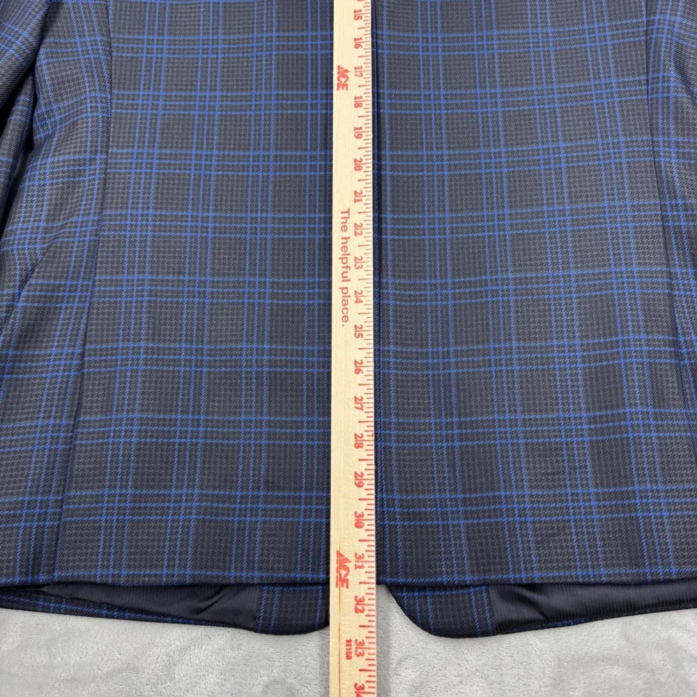 EXTREMA ZANETTI Zegna Blazer 44R US 54R IT Blue Windowpane Plaid Super 120s Wool